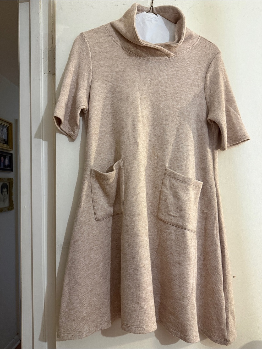 Signature Beige Knit Pocket Dress